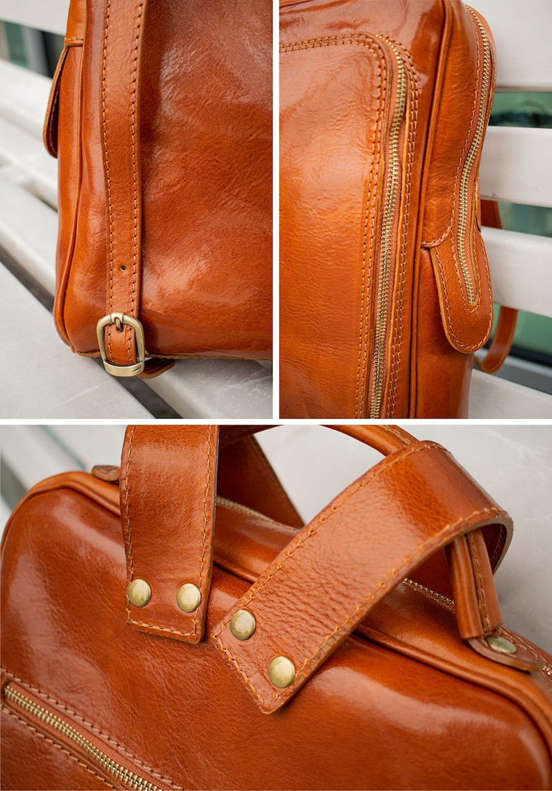 Leather Laptop Backpack Vintage black leather backpack Etsy