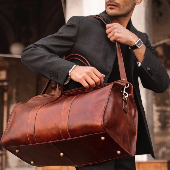 custom leather duffle bags