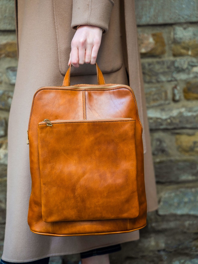 Leather Backpack Italian Handbags Handcrafted Backpack Work Etsy