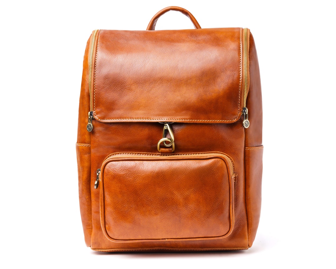 Large Brown Leather Backpack Travel Rucksack Bag School Bag Etsy