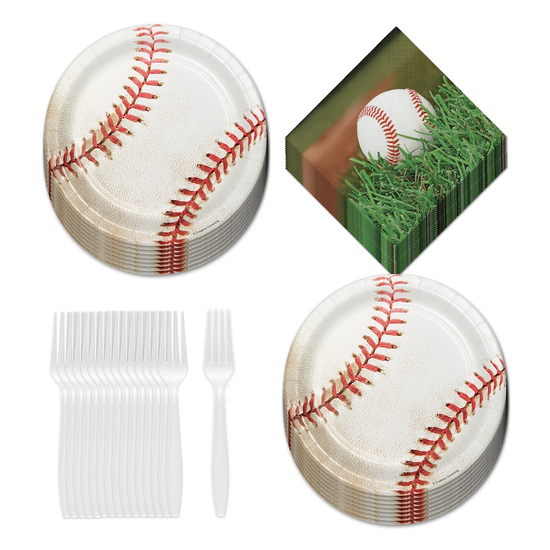 Baseball Party Dessert Plates Beverage Napkins Forks Serves 16