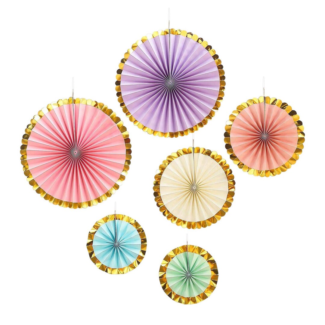 Paper Fan Hanging Decorations With Gold Trim for Ice Cream Etsy