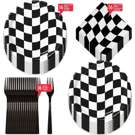 Black and white paper on sale plates and napkins