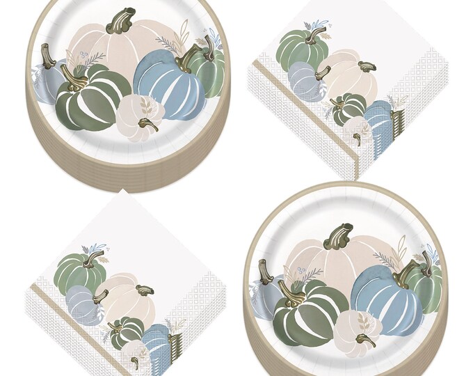 Watercolor Pumpkin Fall 9 Dinner Plates, Harvest Plates, Fall Party ...