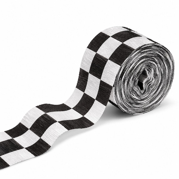 Checkered Race Car Party Streamers, Black and White Decoration (2 x 30 Feet)