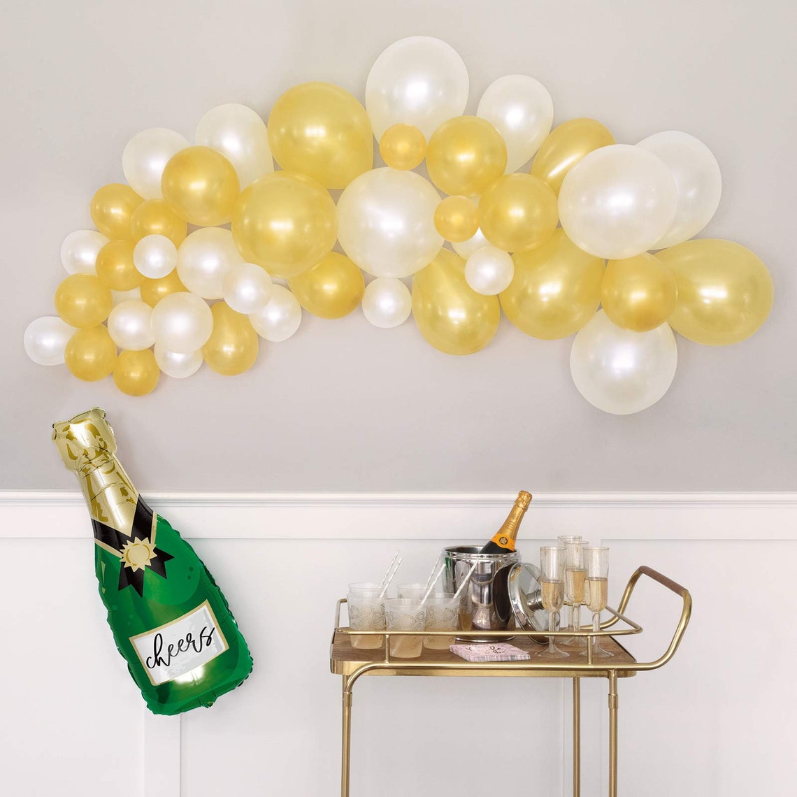 Champagne Balloon Cascade Arch Decoration Kit 1 Giant Foil Etsy