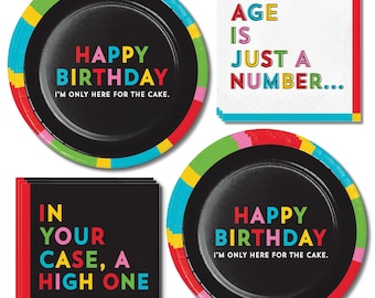 Funny Adult Birthday Party Supplies, Snarky Birthday Plates and Napkins, Over The Hill Decor, Milestone Birthday, Serves 16