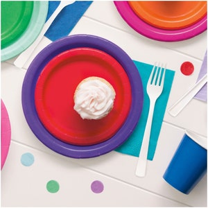 Ruby Red Paper Dessert Plates and Beverage Napkins, Solid Red Party ...