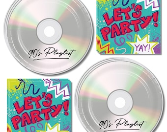 90s Party Paper Dinner Set – CD Plates & Let's Party Napkins