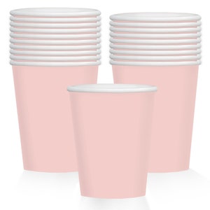 Solid Pale Pink Disposable Beverage Party Cups, 9 Ounce Size, 8 Count