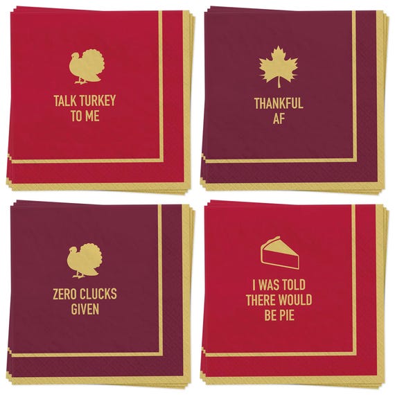 Thanksgiving Party Beverage Napkin Set (80 Count Total) - Cute Beverage Napkin Set