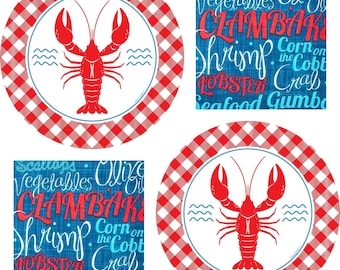 Crawfish Boil Party Supplies, Seafood Boil Decorations, Lobster Plates and Napkins Set, Cajun Shrimp Boil Tableware Serves 16