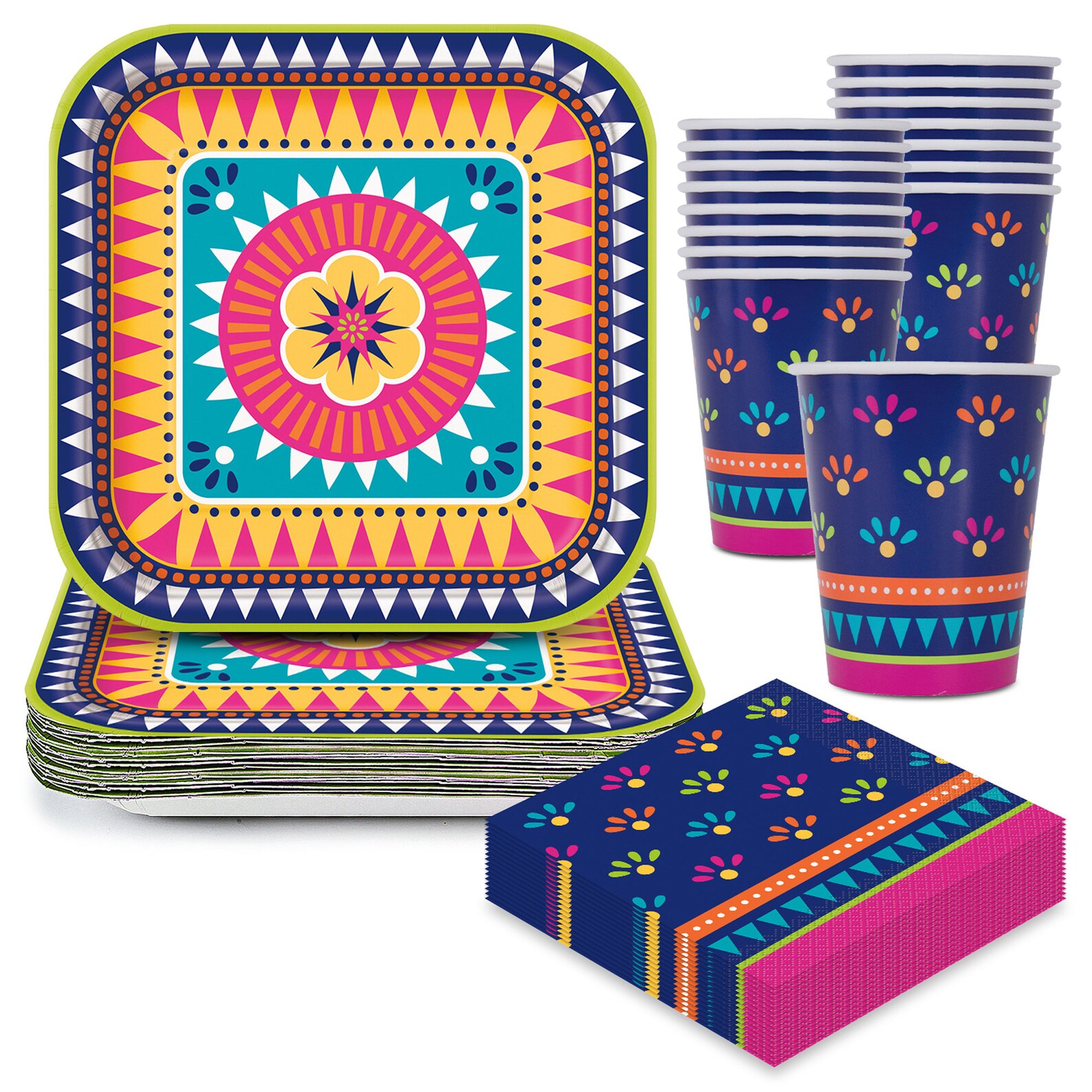 Blue Fiesta Dinner Party Pack Cups Plates Napkins for 16 Etsy