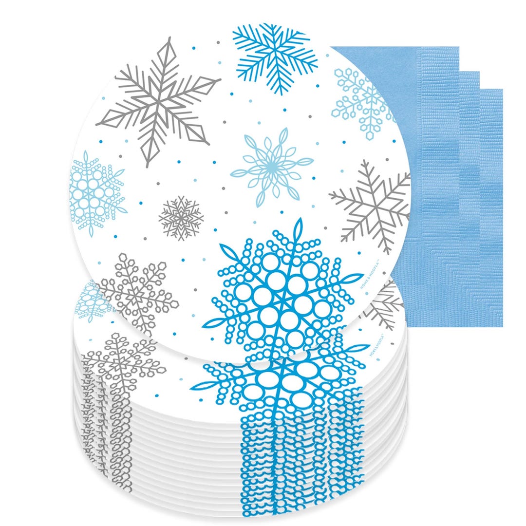 Winter Snowflake Paper Dessert Plates and Napkins - Frozen Party ...