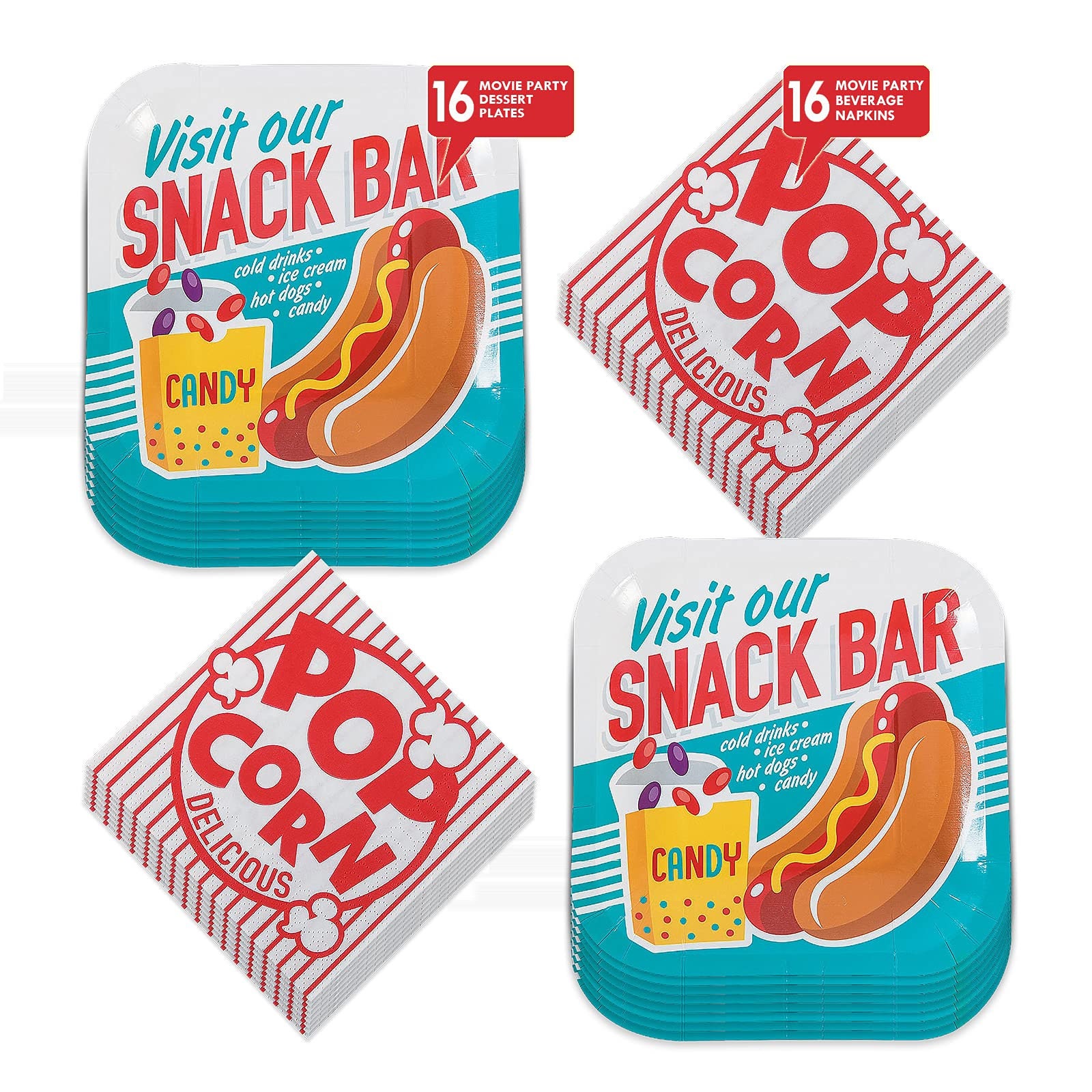 HOME & HOOPLA Breakfast & Brunch Party Supplies - Sunnyside Eggs and Bacon  Paper Dessert Plates and Toast-Shaped Beveage Napkins (Serves 16) Perfect