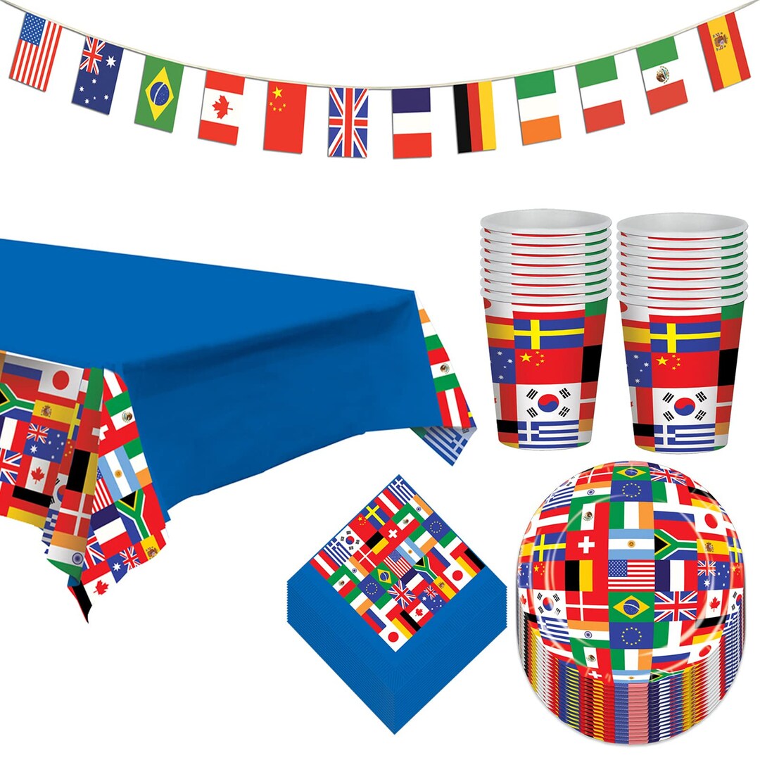 Flags of the World Olympics Party International Flag Paper Dessert