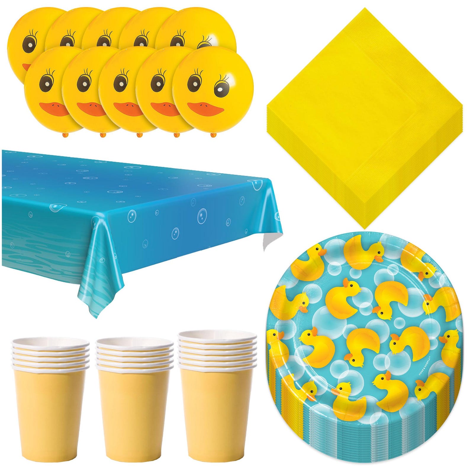 Rubber Duck Baby Shower Party Pack  Tableware Balloons Serves 16