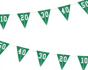 Football Party Decorations - Touchdown Football Field Reusable Felt Pennant Banner, 12 Feet Long (Pack of 2)