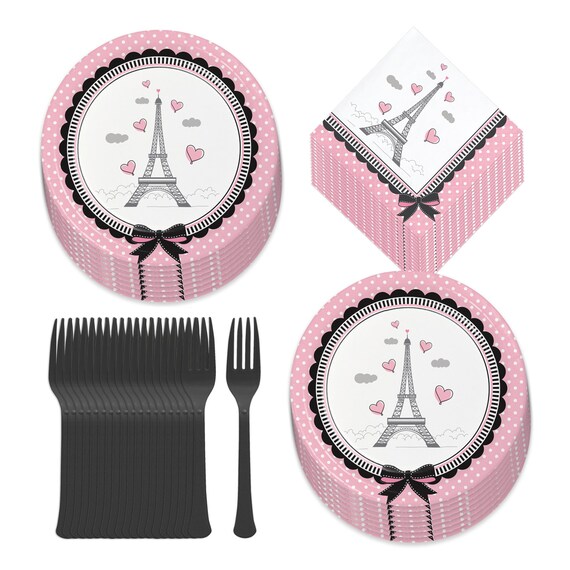 Paris Party Supplies French Theme Paper Dessert Plates Etsy