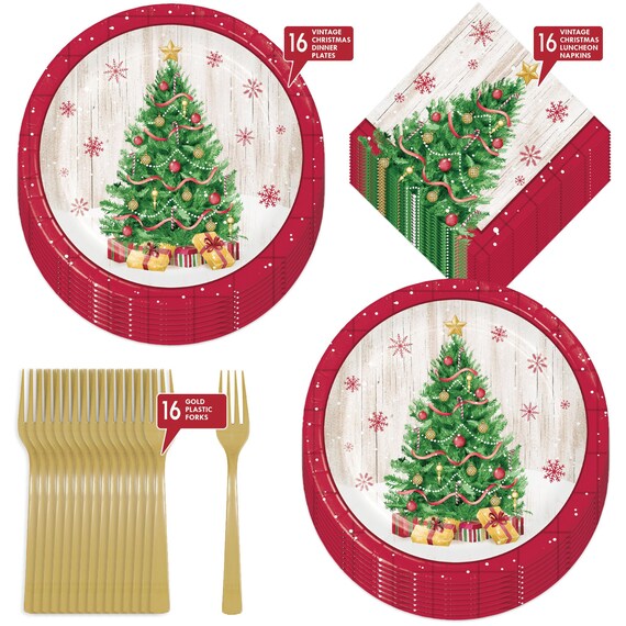 Christmas Party Supplies Paper Dinnerware Sets Serves 16 Guests