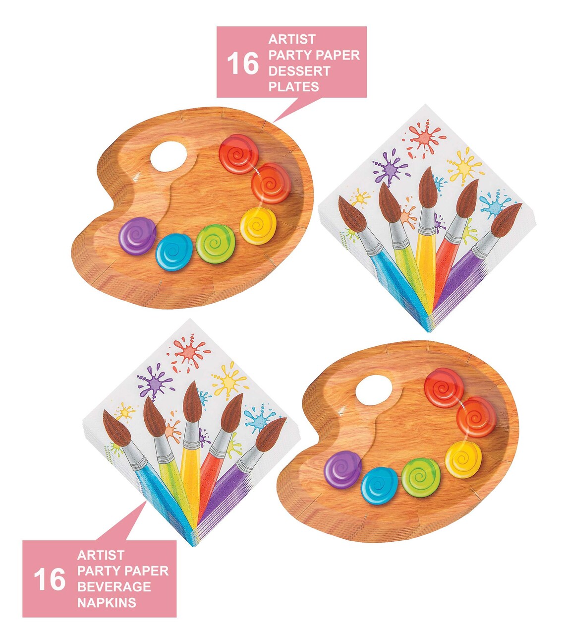 Art Party Supplies Paint Palette Paper Dessert Plates and Etsy