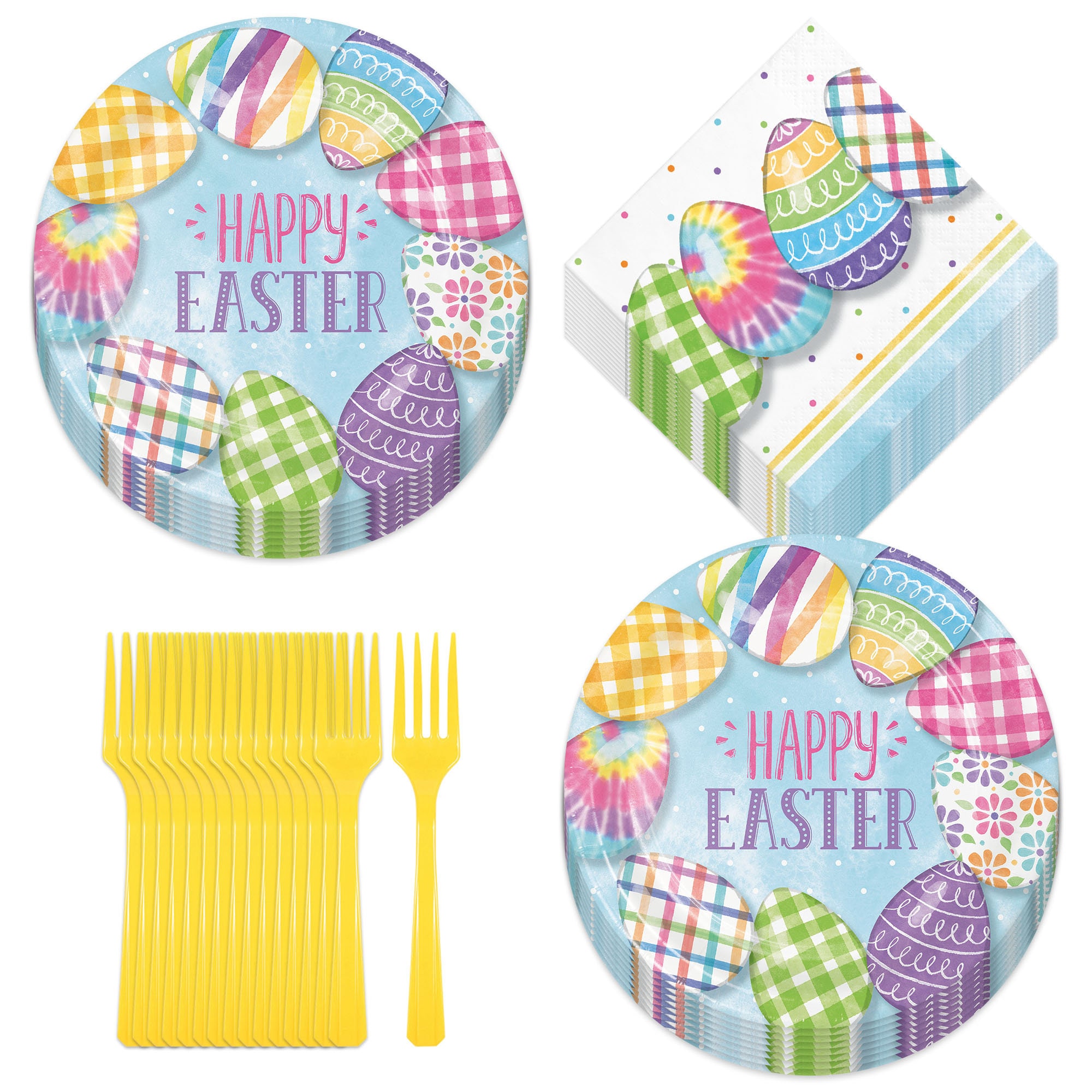 16 Guests Happy Easter Dinnerware Bundle Easter Cups Dinner & Dessert  Plates and Napkins Disposable Paper Tableware Set for Easter Picnic Church  Kid's
