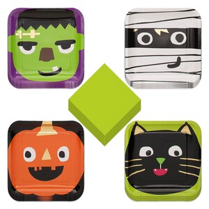Halloween Party Ghoul Gang Assorted Paper Dinner Plates and Napkins (Serves 16)