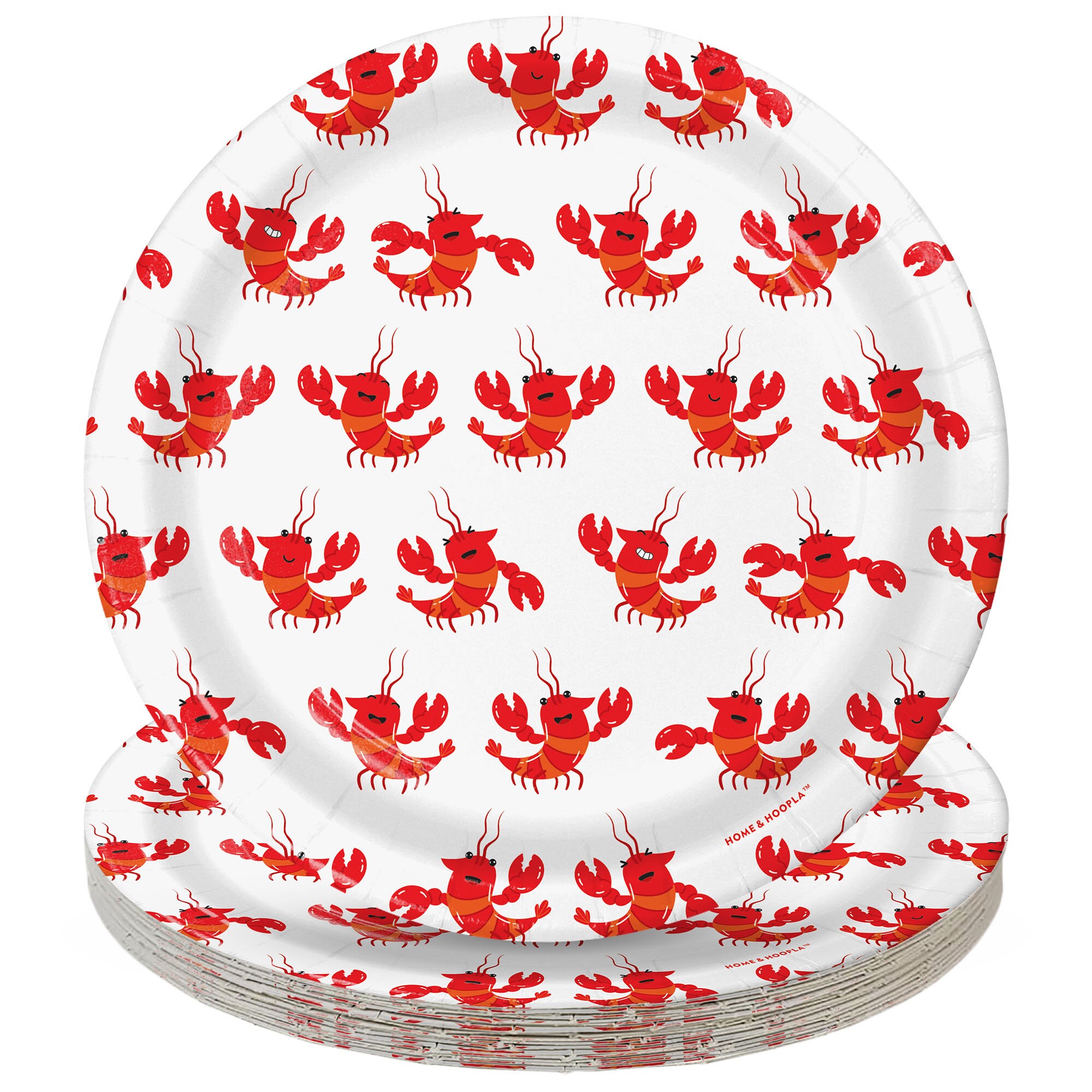 Seafood Party Supplies Crawfish Round Paper Dessert Plates for 16 Guests
