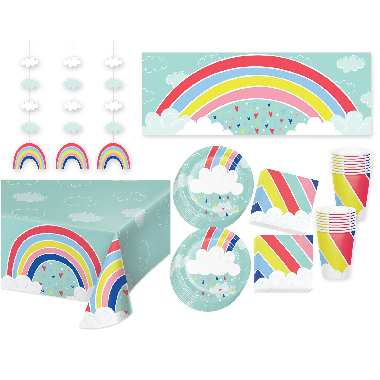 Rainbow Party Supplies Dessert Plates Napkins and Cups for Etsy