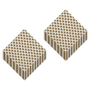 Disposable Matte Gold Scalloped Patterned Paper Dinner Napkins (Pack of 32)