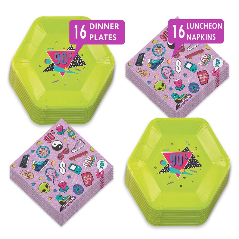 90-s-decades-party-supplies-bright-paper-dinner-plates-etsy