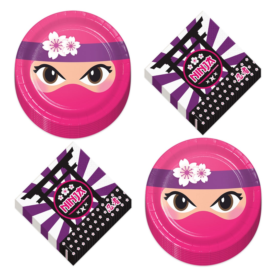 Pink Ninja Party Supplies Ninja Girl Paper Dessert Plates Etsy
