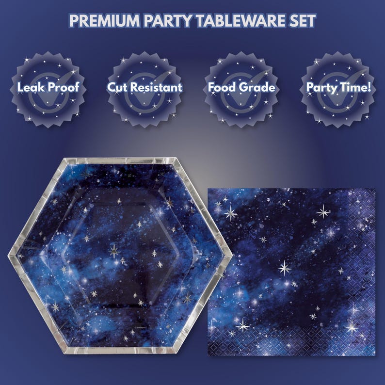 Starry Night Galaxy Party Supplies, Celestial Space Plates Napkins Set ...