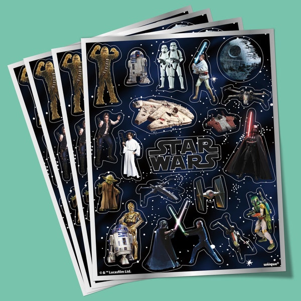 Classic Star Wars Sticker Sheets, 4 Sheets, 76 Stickers Total