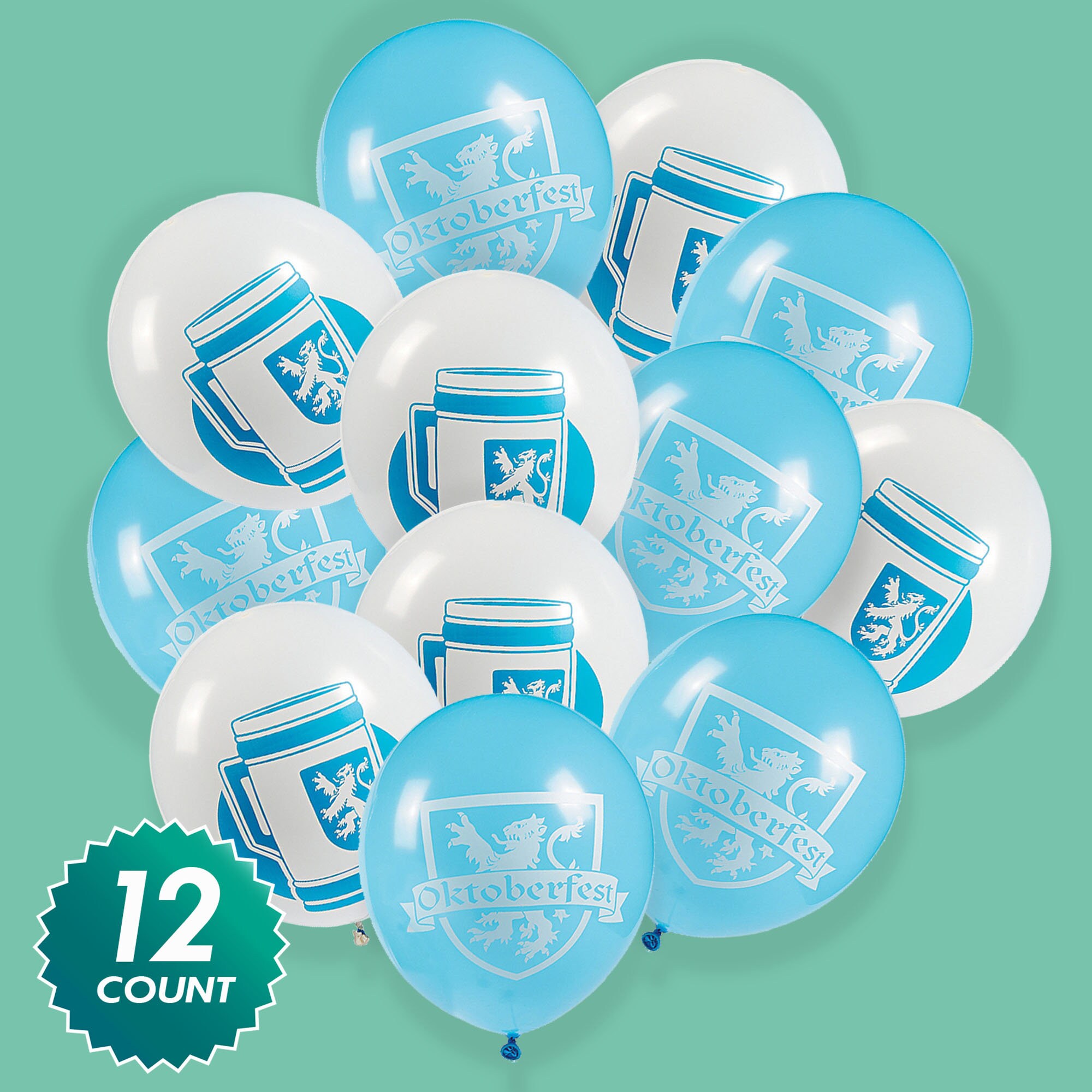 Kit Décoration Oktoberfest - Ballons Latex Bleu & Blanc + Guirlande Franges - Neuf