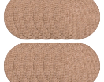 Rustic Burlap Placemats - 12" Round Table Decorations (Set of 12)