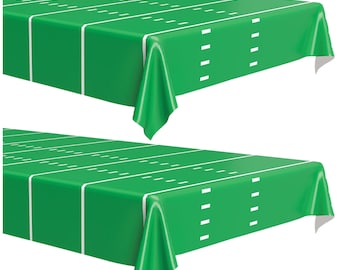 Football Field Table Cover - Green Turf Party Decoration (2 Pack)