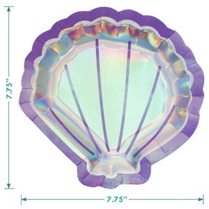 Mermaid Shine Party Supplies - Metallic Clam Shell Shaped Paper Dinner ...