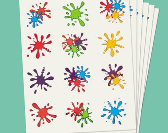 Artist Party Paint Splatter Temporary Tattoo Sheets, 6 Dozen