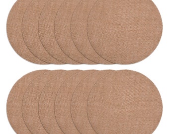 Round Burlap Placemats With Backing - 12" Diameter Rustic Burlap Circle Table Chargers (Set of 12)