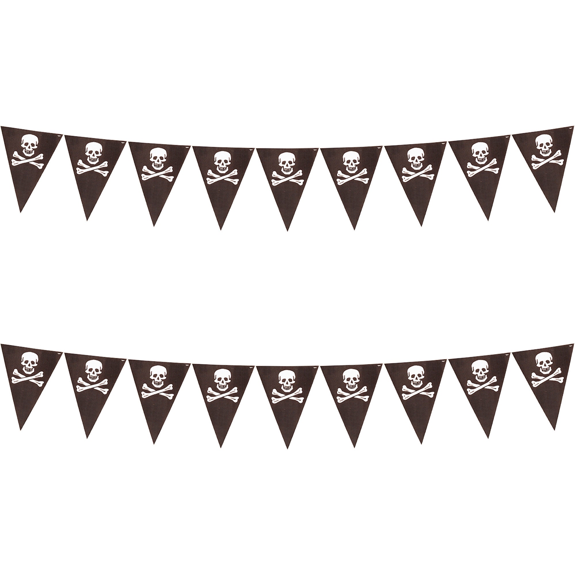 Pirate Party Supplies and Table Decorations Skull and Crossbones Black Pennant Flag Banner Garland 10.25