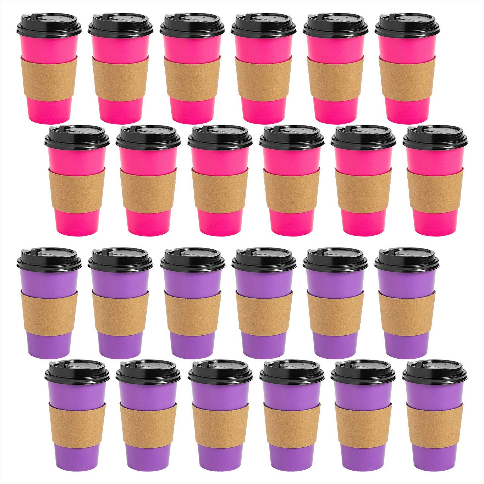 Solid Pink and Purple 16 oz Disposable Coffee Cups with Blank Etsy