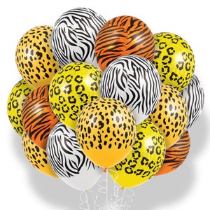 Assorted Wild Animal Print 12 Inch Latex Balloons, 15 Count