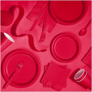 Ruby Red Paper Dessert Plates and Beverage Napkins, Solid Red Party ...