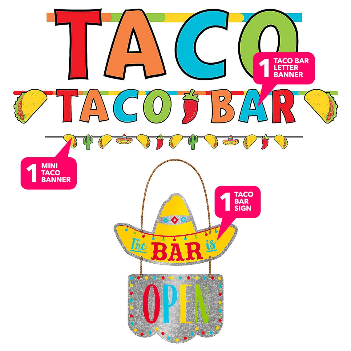 Fiesta Taco Bar Party Supplies And Decorations For Mexican Etsy Fiesta Taco Bar Party Supplies And Decorations For Mexican Etsy
