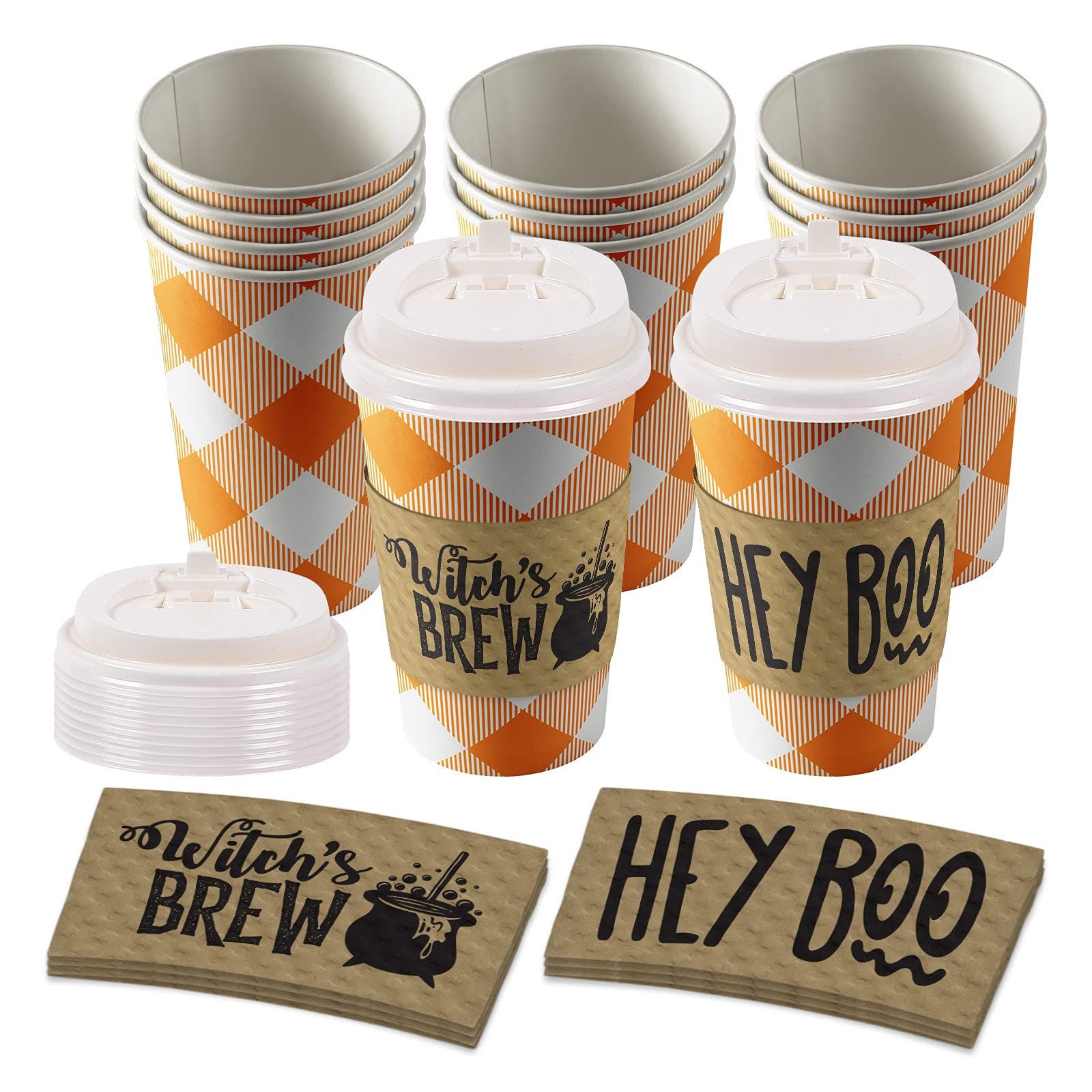 Witchs Brew Halloween Party Cups Plastic Disposable Lids and Straws  Included the Boo Crew Kids Party Halloween Birthday 