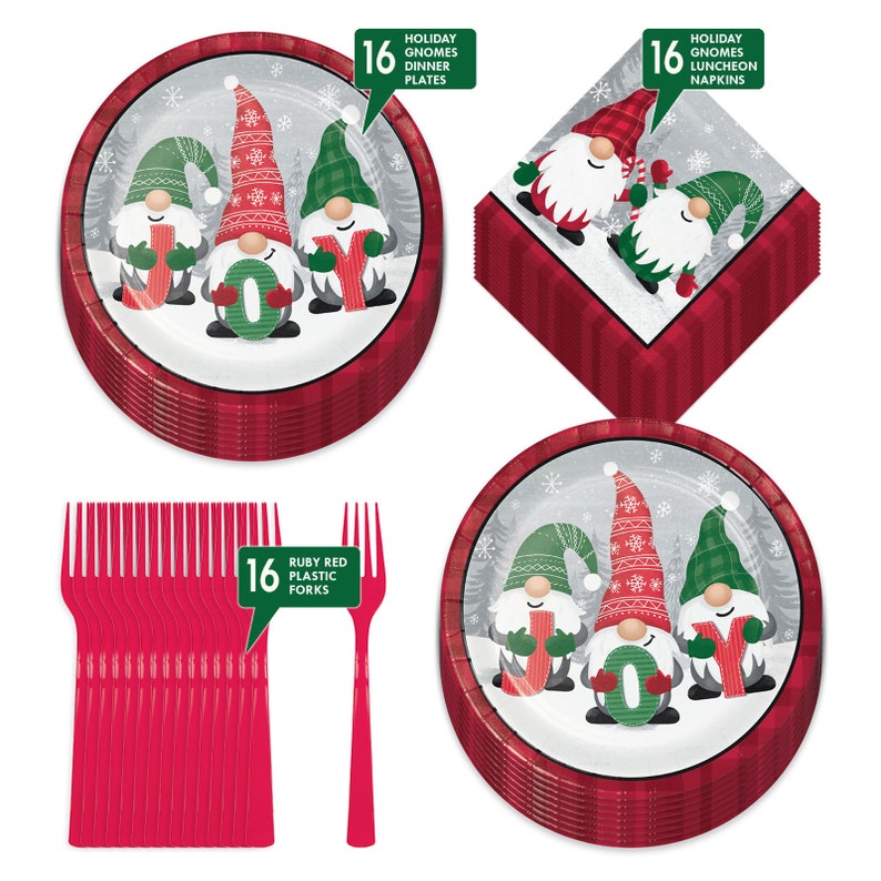 Christmas Party Holiday Gnomes Paper Dinner Plates Lunch Etsy