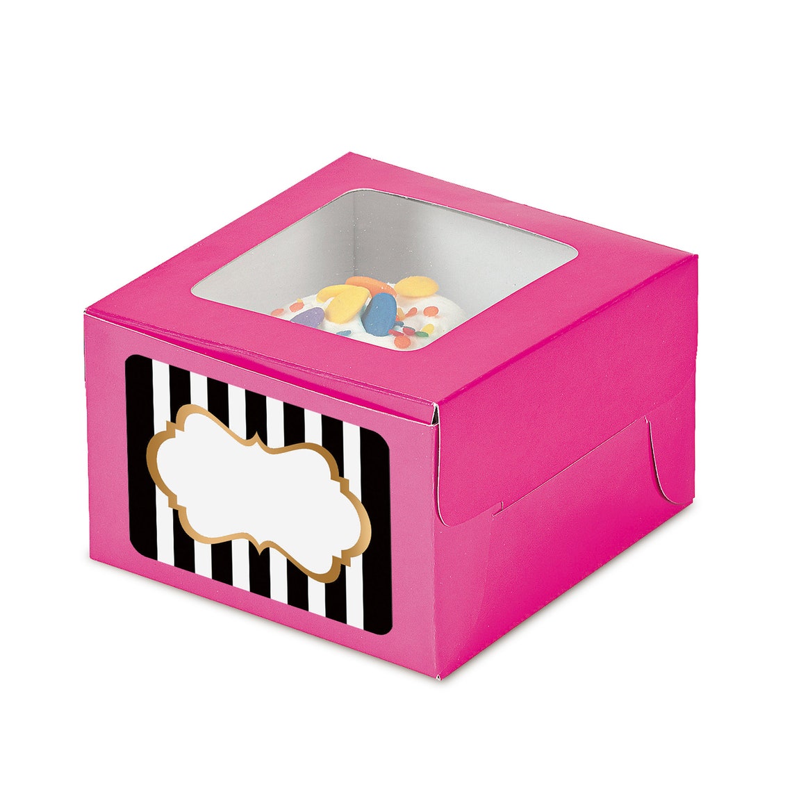 Pink Cupcake Boxes With Sticker Labels Single Cupcake Boxes Etsy