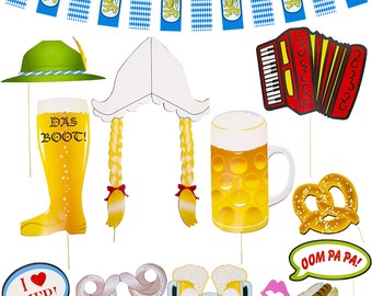 Oktoberfest Photo Booth Props – Bavarian Banner, Selfie Station Kit