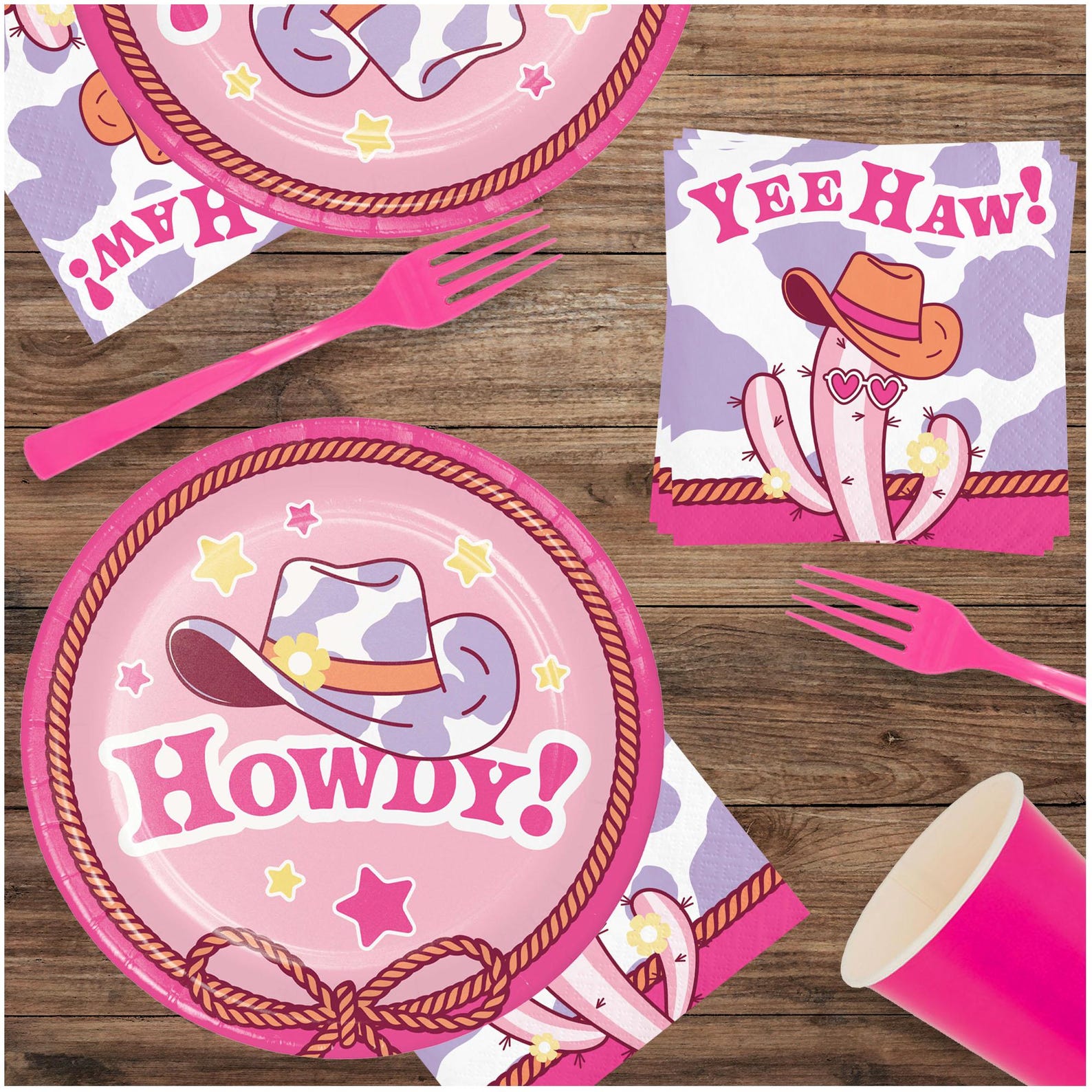 Boots and Bows Pink Cowgirl Party Supplies– Dessert Plates With “howdy ...